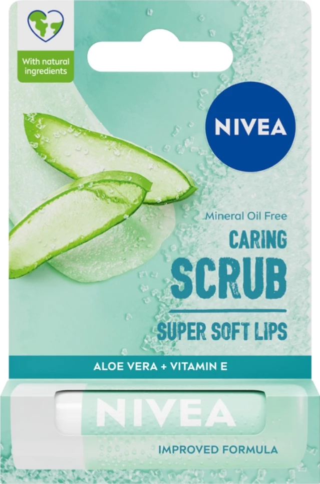 Peeling për buzë Nivea Caring Scrub Nourishing Lip Peeling Aloe Vera për femra 4.8g