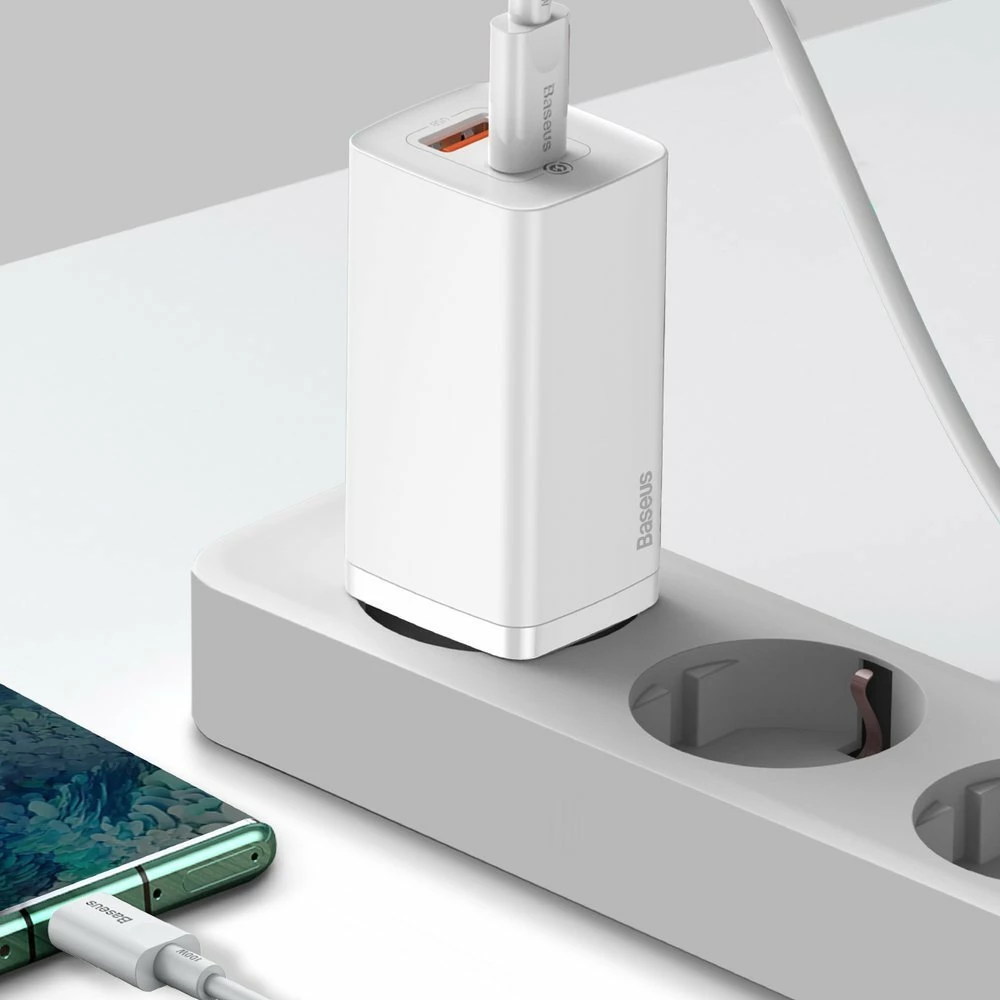 Karikues i shpejtë Baseus GaN2 Lite 65W, USB/USB-C, i bardhë
