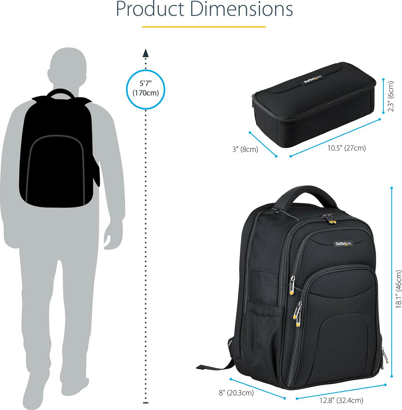 Çantë shpine për laptop StarTech 17.3", me organizer të heqshëm, najlon balistik, e zezë