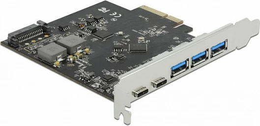 Kartë zgjerimi PCIe DeLOCK, 2x USB-C + 3x USB-A, USB 3.2 Gen 2 10Gbps