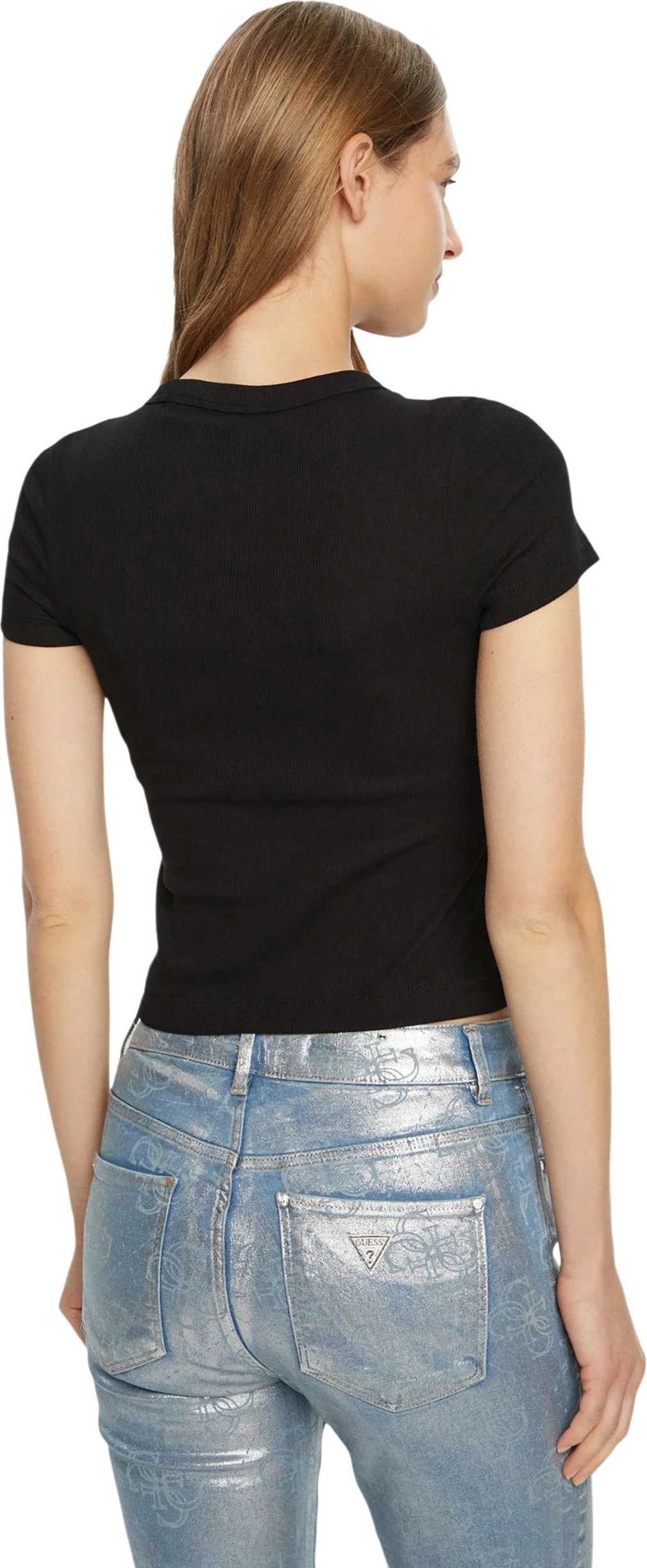 Maicë për femra Guess SS CN RIB LOGO TEE W5RI68 KA0H1, e zezë [Madhësia: L]