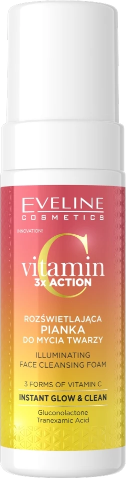 Shkumë për fytyrë për femra Eveline Cosmetics Vitamin C 3x Action Brightening, 150ml