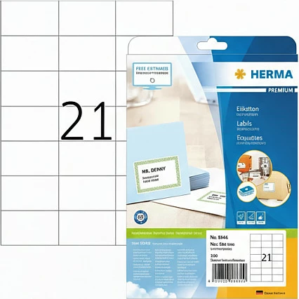 Etiketa vetëngjitëse HERMA Premium 5144, A4, 70x42,3 mm, 210 copë, të bardha