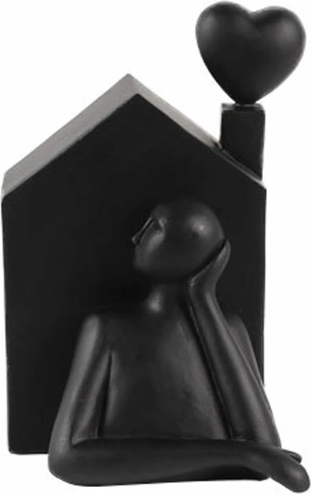 Figurë dekorative KEMMEL, polirezine e zezë, 13x12x18cm