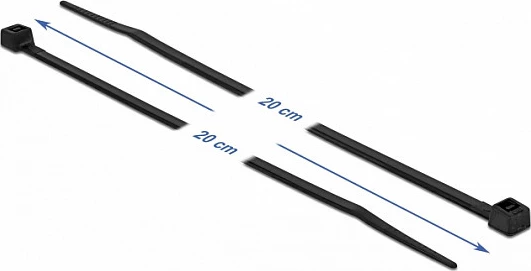 Lidhëse kabllosh DeLOCK 200mm x 3.6mm, rezistente në të ftohtë, 100 copë, zezë