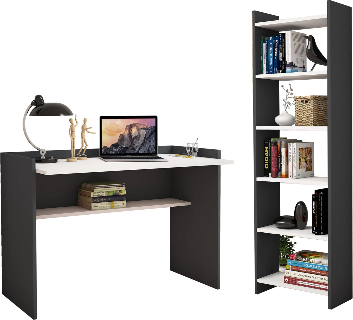 Set për zyre 2 pjesë, FH11774.13, melaminë, gri-bardhë