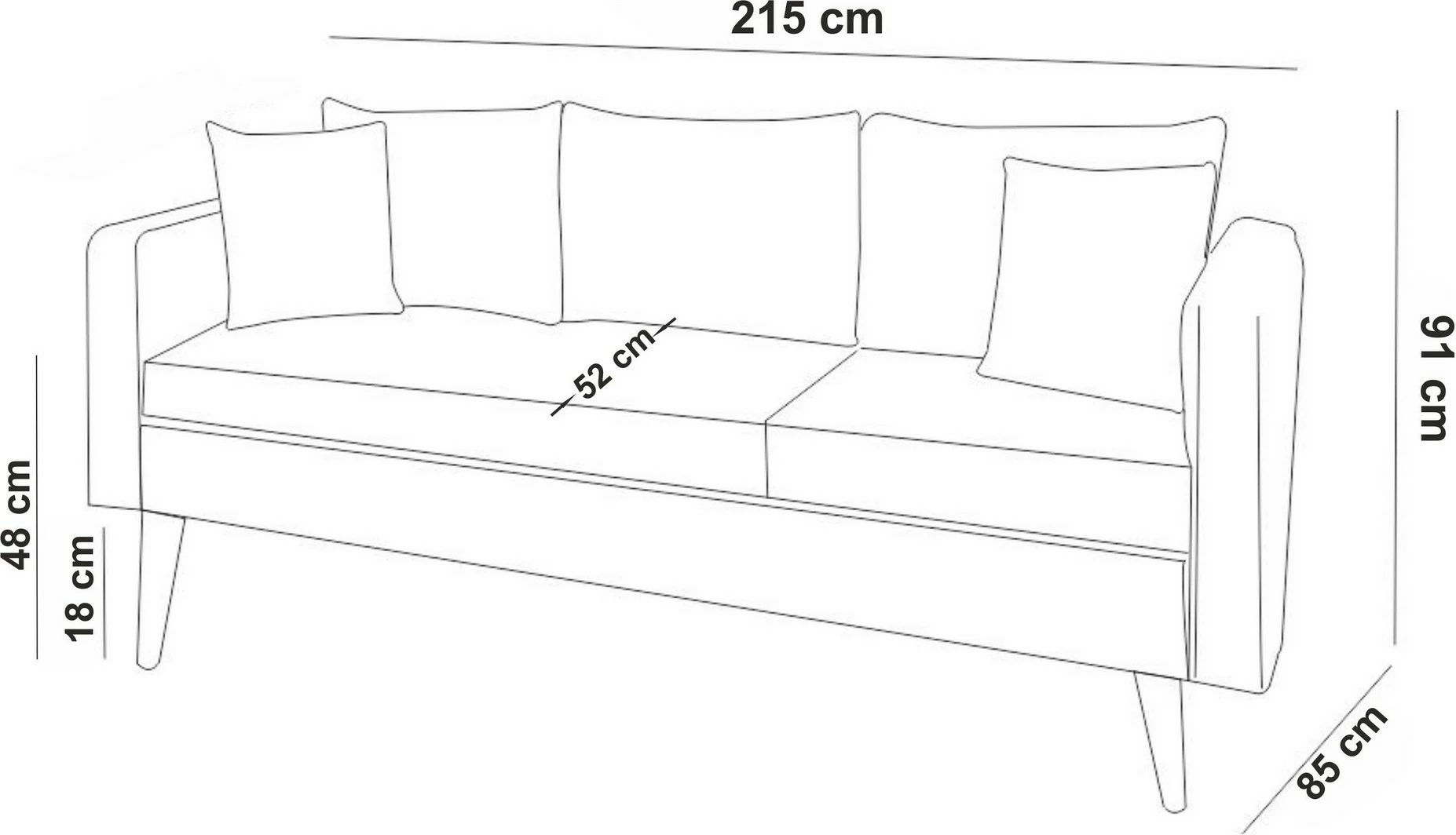 Set divani Atelier del Sofa, Sofia-TKM05-0201, ngjyrë kaltër e errët