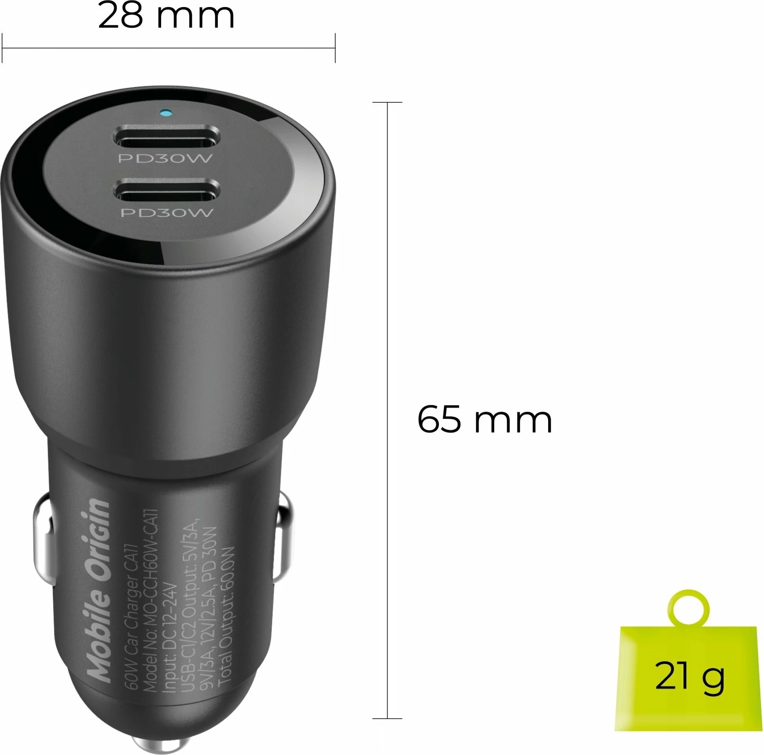 Karikues veture Mobile Origin CA11 60W 2x USB-C i zi