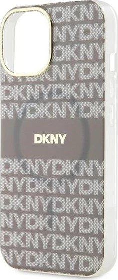 Mbështjellës DKNY IML Mono & Stripe MagSafe për iPhone 15/14/13, Bezhe
