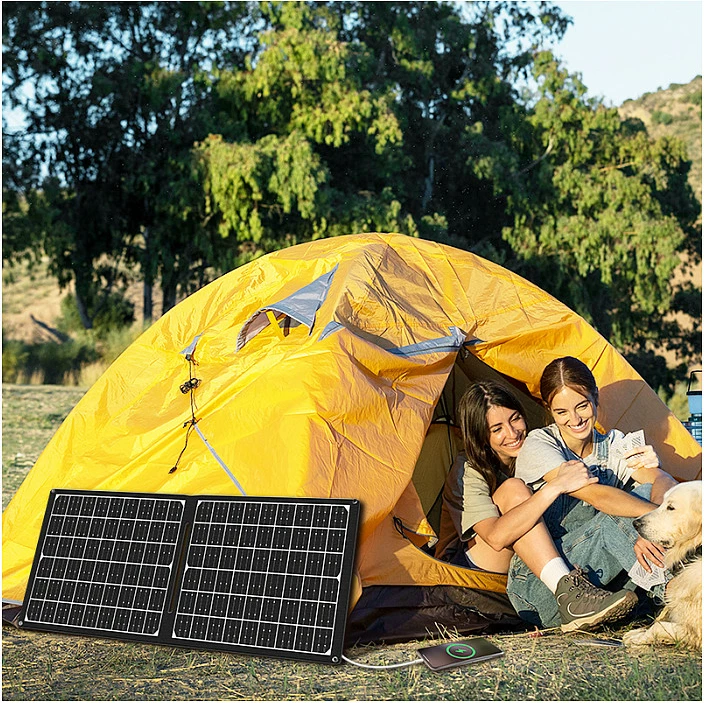 Panel solar i palosshëm LogiLink 30W, USB-C/USB-A, dalje DC, i zi