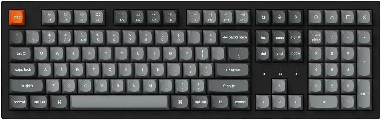 Tastierë Keychron K10M-A1, Full Size, Red Switch, gri-e zezë