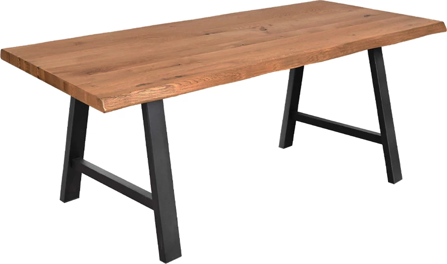 Tavolinë RAW 180, ngjyrë arre e çelët, këmbë metalike të zeza, 180x95x74cm