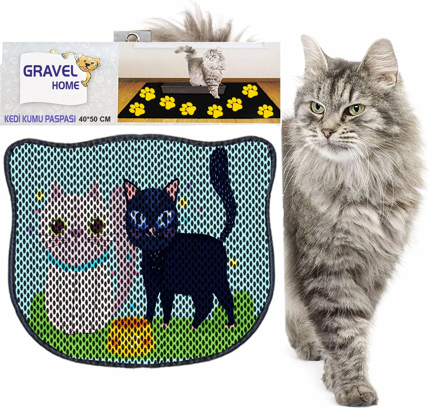 Tapet për rërë mace, shumëngjyrësh, Paws & Whiskers, Kdkafa0072, 40x50cm