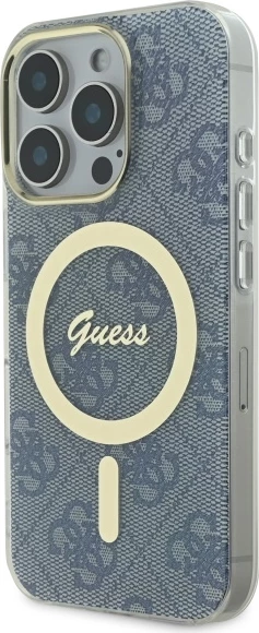 Mbështjellës Guess IML 4G MagSafe për iPhone 16 Pro, Blu