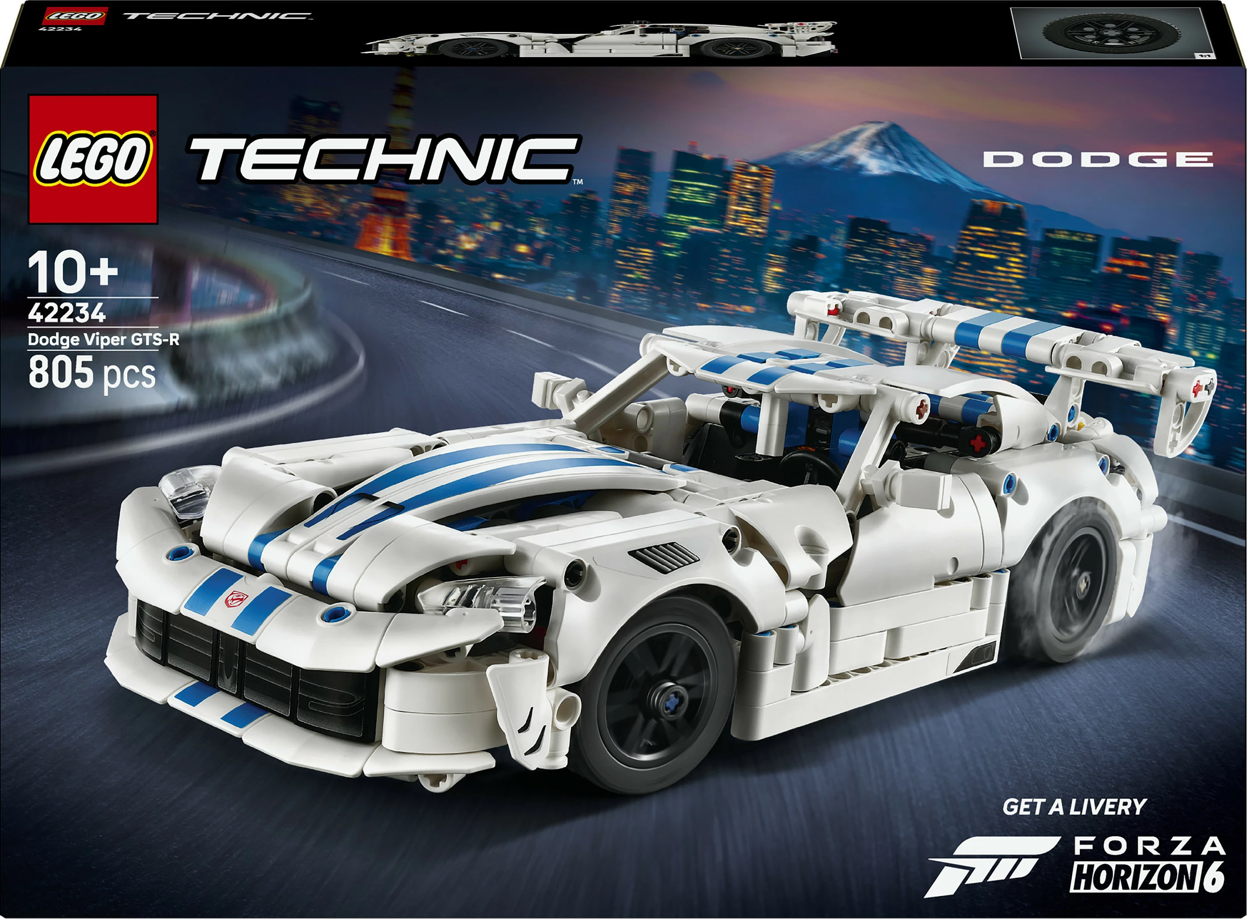 Set LEGO Technic Dodge Viper GTS-R 42234, 805 copë, 10+, bardhë/kaltër