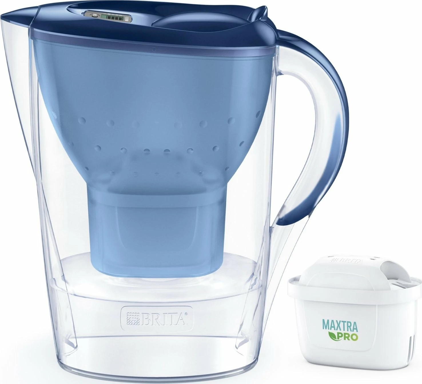 Kanarë filtruese uji Brita Marella Cool 2.4 L (1.4 L ujë i filtruar), me indikator elektronik BRITA Memo, 1 kartrixh MAXTRA PRO, blu