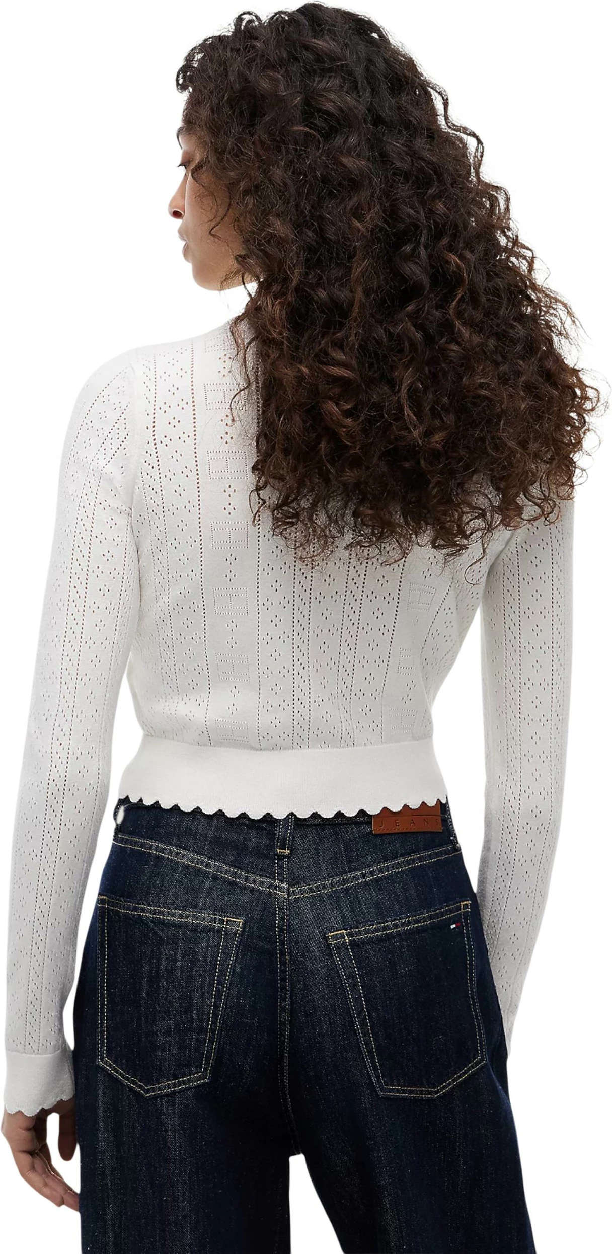 Kardigan i thurur Tommy Hilfiger Jeans DW0DW22931 për femra, i bardhë [Madhësia: S]