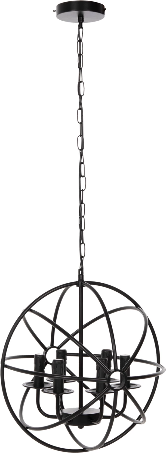 Llambë varëse tavani, sferë metalike e zezë, 6-drita, FH4127, Φ42x108H cm