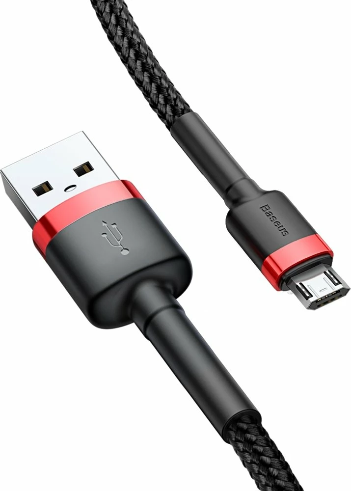 Kabllo Baseus Cafule, USB në micro USB, 3m, 2A, e zezë-kuqe