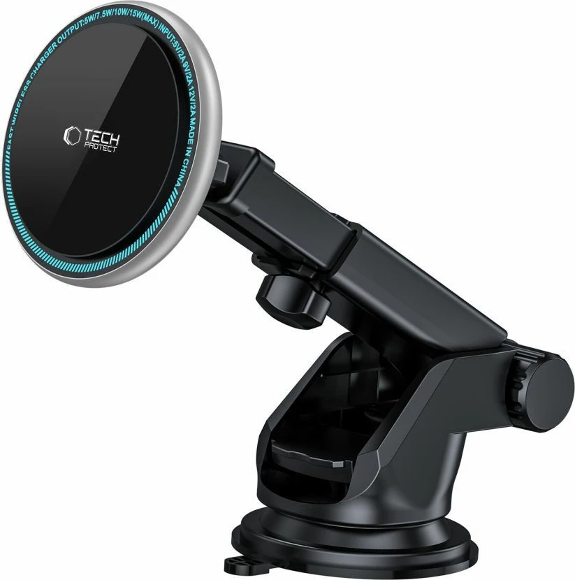 Mbajtës magnetik për celular me karikues wireless Tech-Protect A2, 15W, për kokpit, i zi