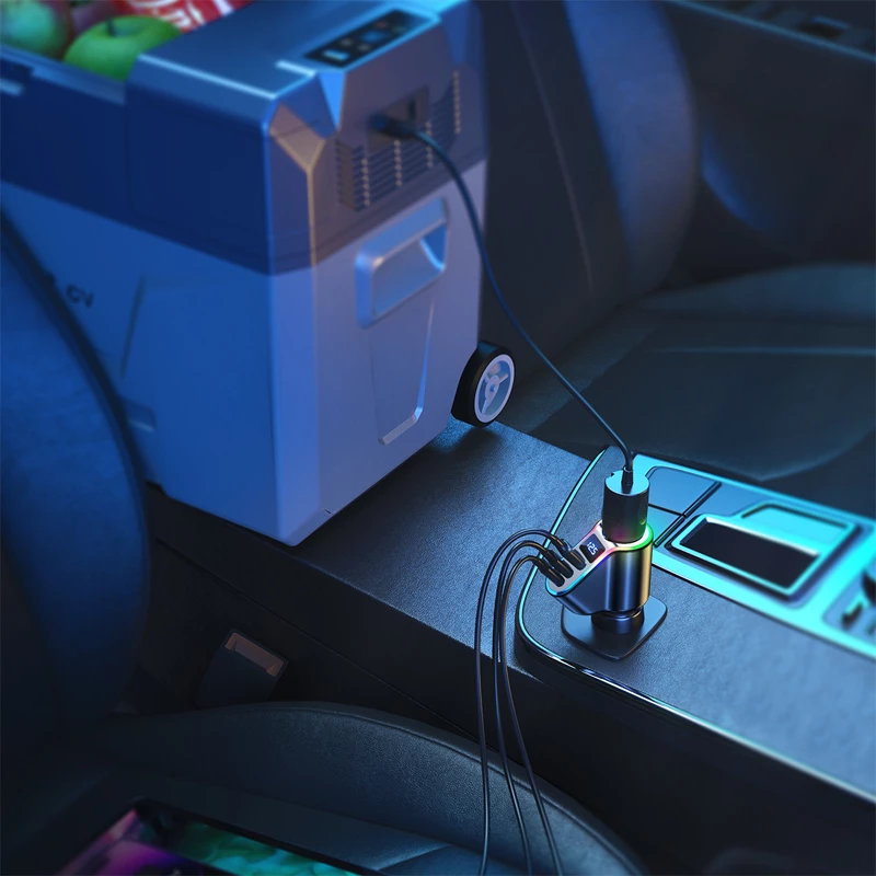 Karikues veture Joyroom JR-CL21, 150W, 3 porta (USB-A QC3.0, 2x USB-C PD3.0), LED, zi