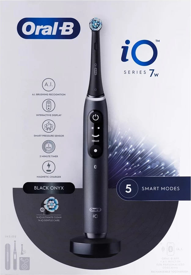 Furçë dhëmbësh elektrike Braun ORAL-B IO 7W, për të rritur, Ekran OLED, 2 koka, e zezë