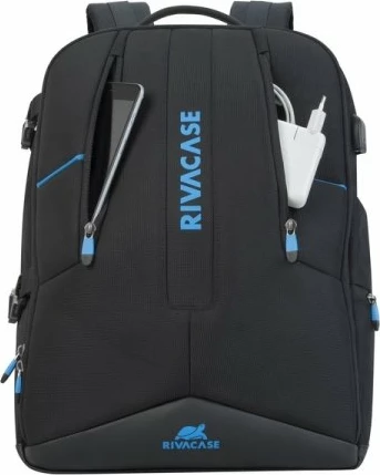 Çantë shpine laptopi RivaCase 7860 Gaming për laptop deri 17.3\", me mbrojtje nga uji, me rain cover, e zezë/kaltër
