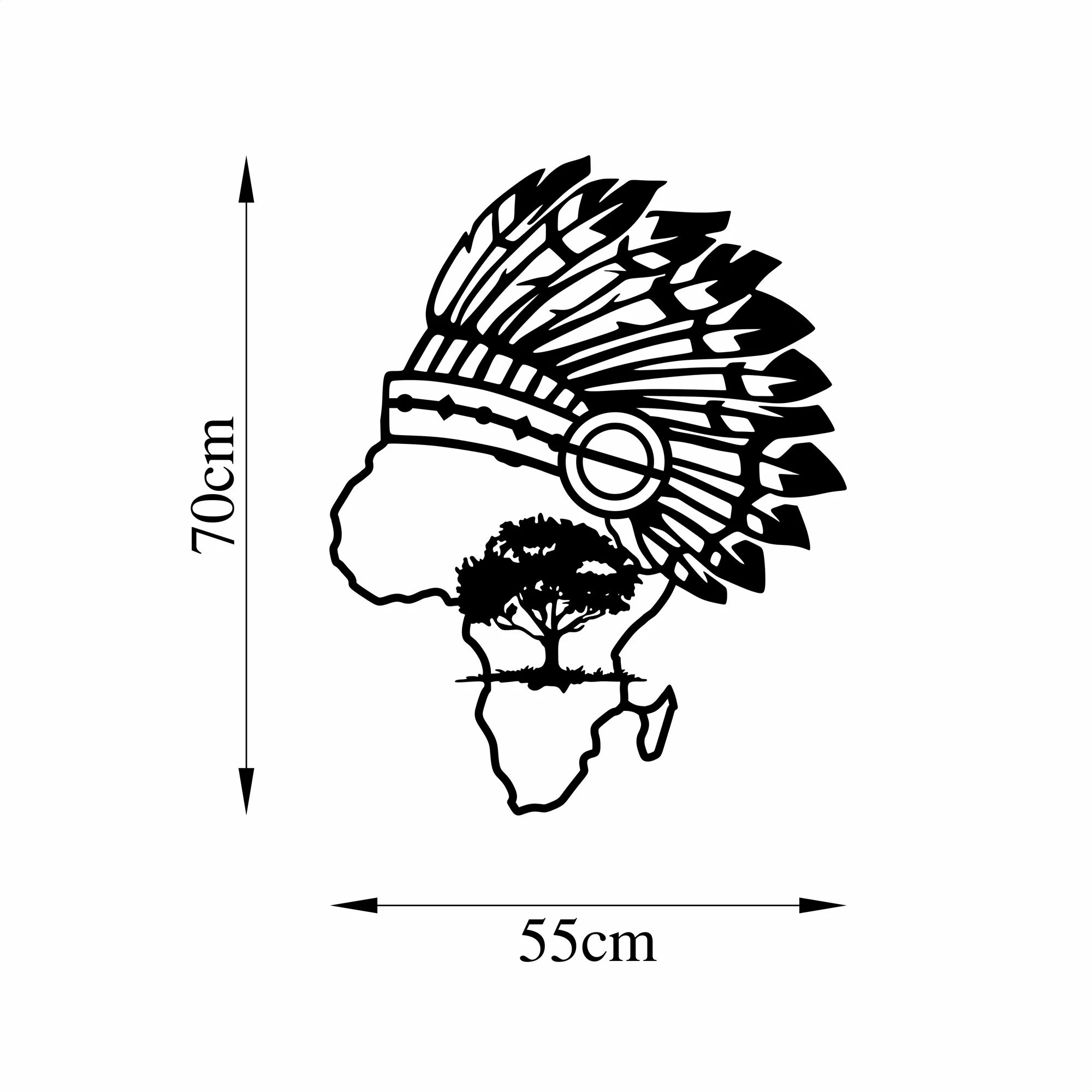 Aksesor dekorativ metalik për mur Wallity, afrikan, 55x70cm