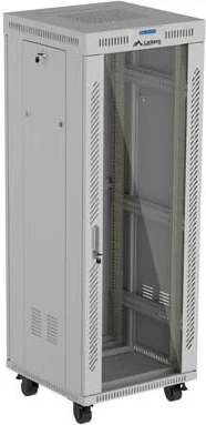 Kabinet rack LANBERG 19" 32U 600x600, me derë xhami, gri