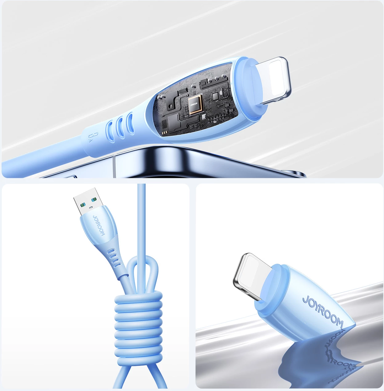 Kabllo Joyroom S-A59 Vibrant Series USB-A në Lightning 1.2m 3A USB 2.0 480Mbps, blu