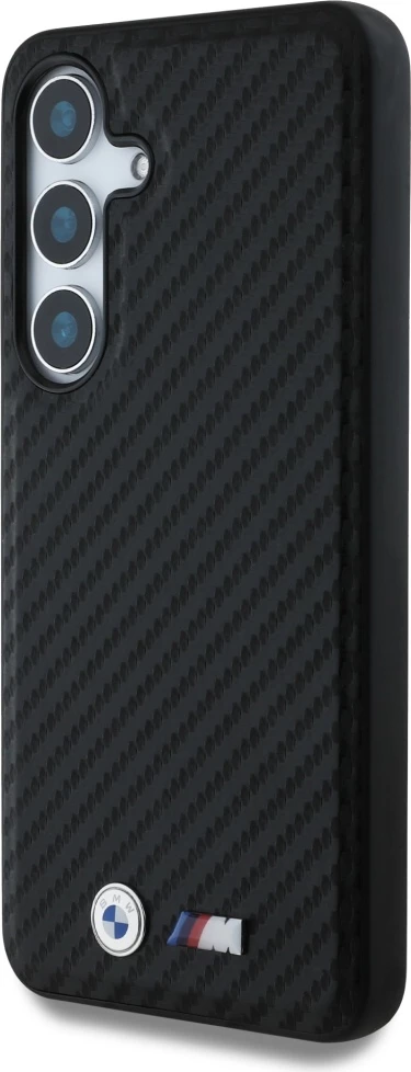 Mbështjellës BMW Leather Carbon MagSafe për Samsung Galaxy S25, i zi