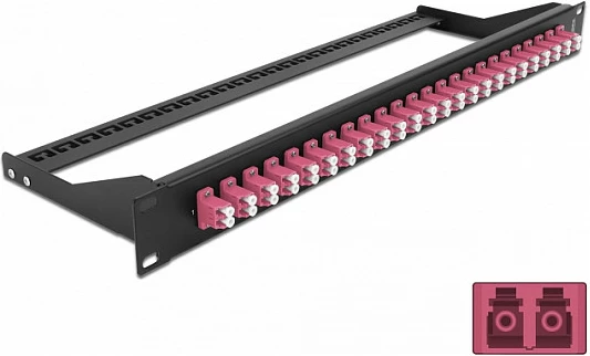 Patch panel fibër optike DeLOCK 19" 24-port LC Duplex, 1U, zi/vjollcë