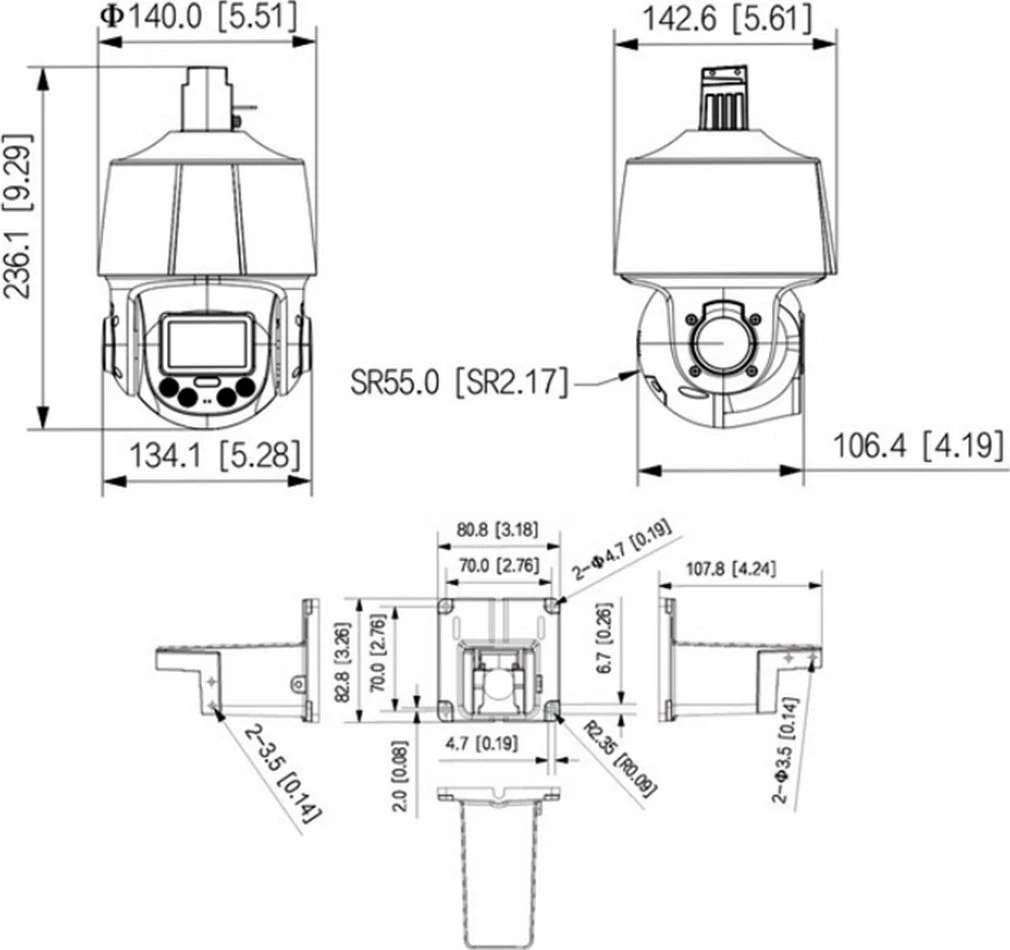 Kamerë IP PTZ Dahua SD3E405DB-GNY-A-PV1 4MP TiOC Smart Dual Light PoE+ e bardhë
