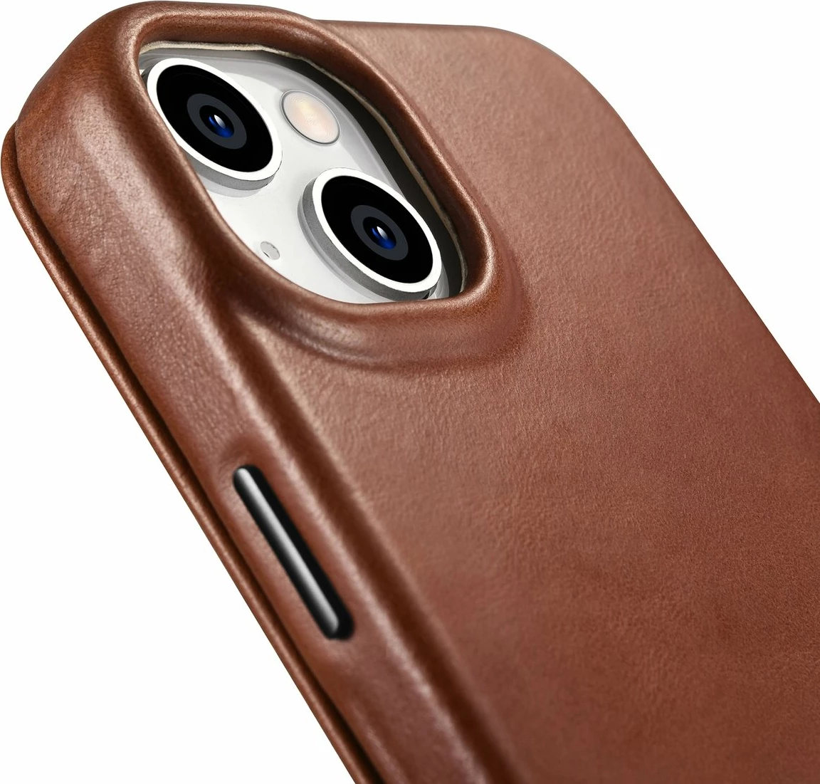 Mbështjellës iCarer Oil Wax Premium Leather Folio për iPhone 14 Plus, MagSafe, kafe