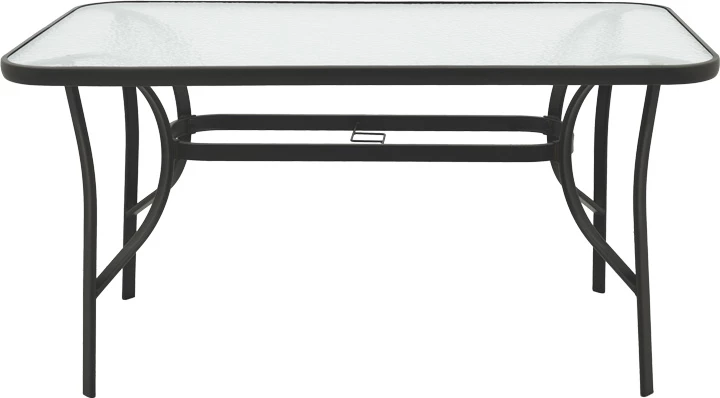 Tavolinë me karrige Sussie-Ensure, 7 copë, metal-xham, ngjyrë e zezë, 140x80x70cm