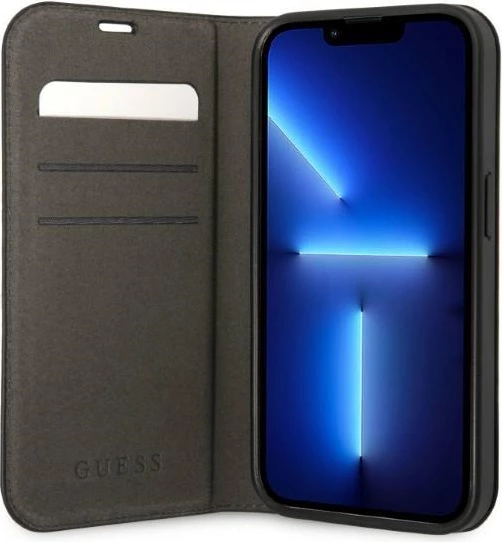 Mbështjellës Guess Bookcase 4G Vintage Gold Logo për iPhone 14, 6.1", e zezë