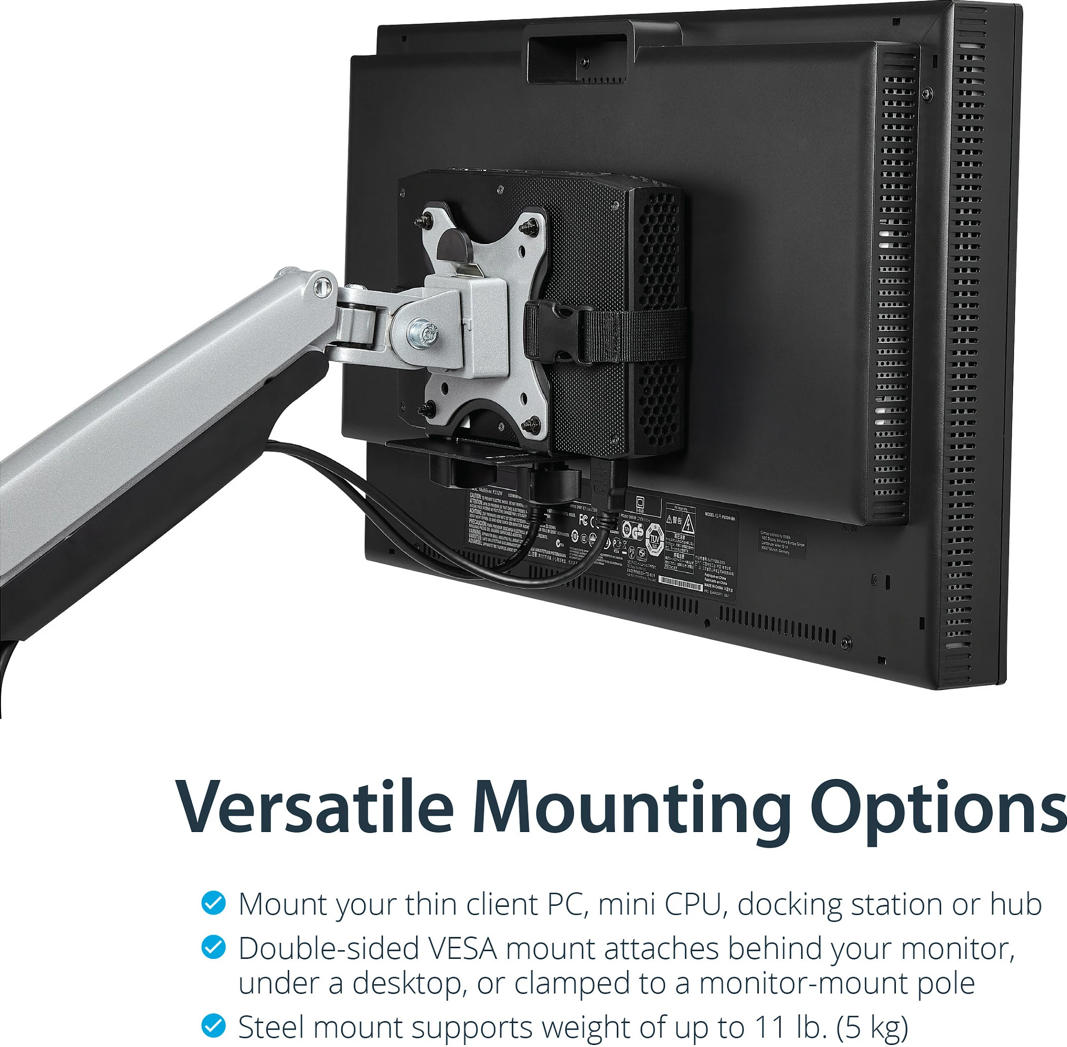 Mbajtëse VESA StarTech ACCSMNT për thin client/mini PC, 75x75/100x100, 5 kg, e zezë