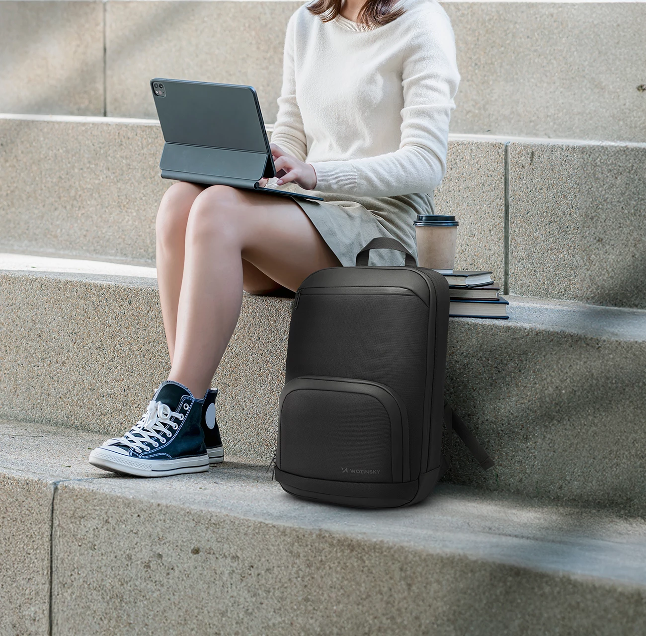 Çantë shpine për laptop Wozinsky Premium, 15.6", poliestër, e zezë