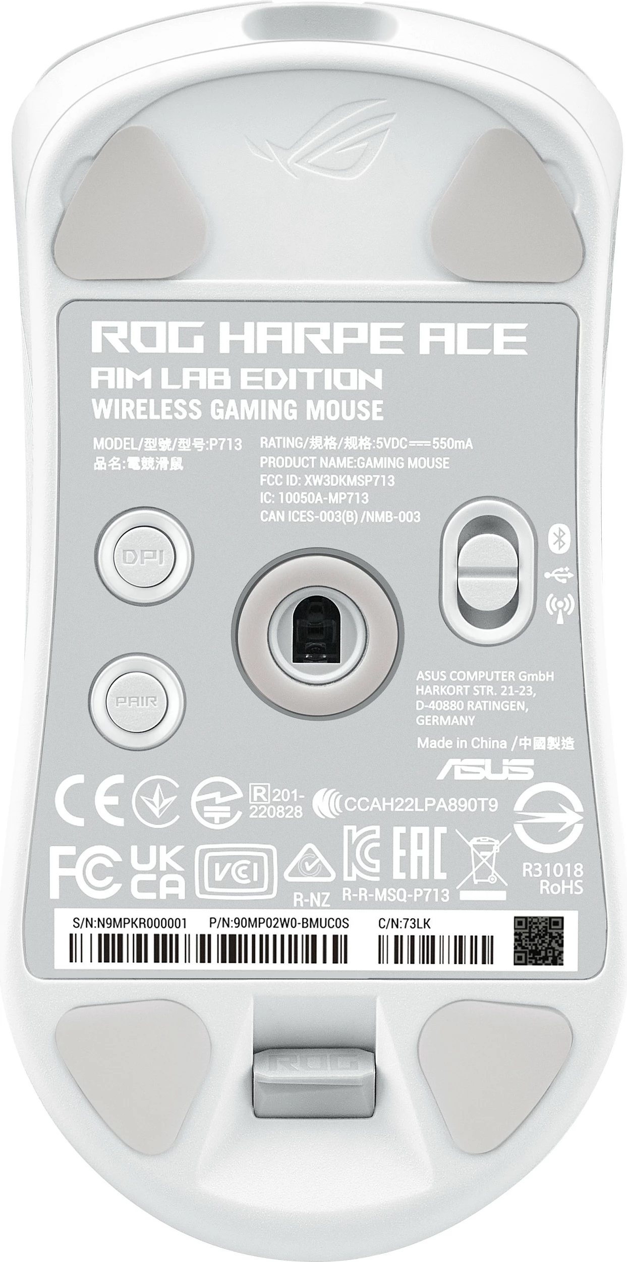 Maus ASUS ROG Harpe Ace Aim Lab Edition, 36000 DPI, Wireless, Bardhë