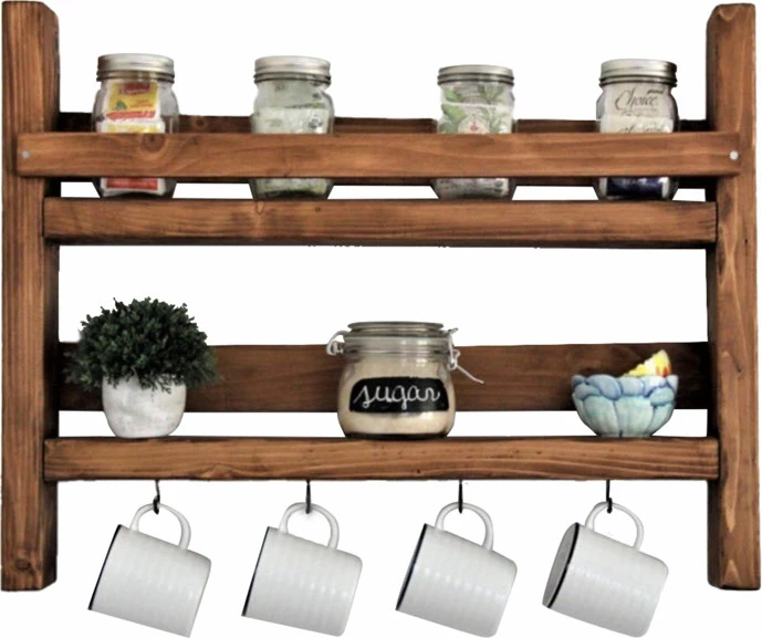 Raft muri Drigo, ngjyrë arre, 45x10x34cm