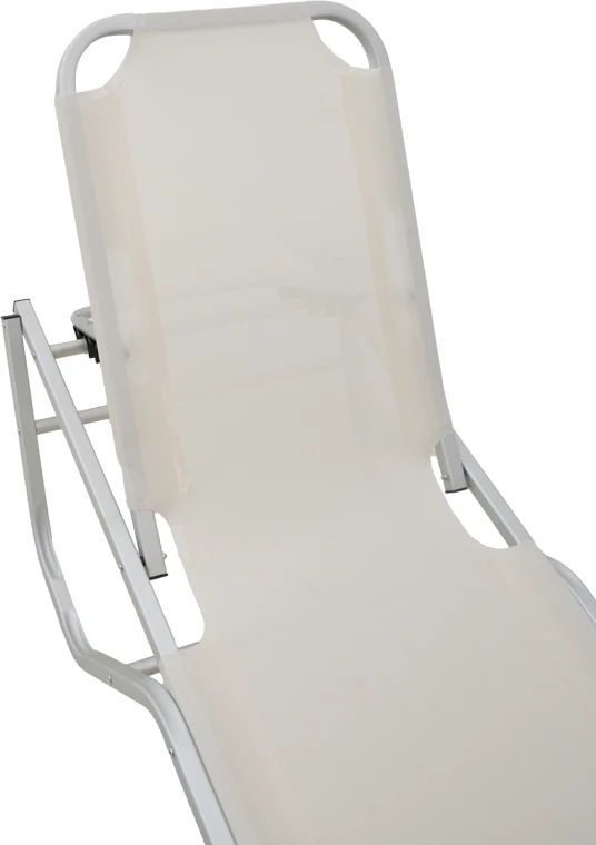 Shezlong Dessie alumini i grumbullueshëm tekstilene ngjyrë bezhë e lehtë 56x188x30cm