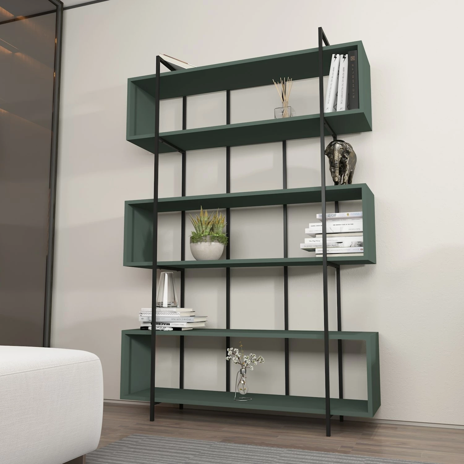 Raft librash Hanah Home, Bruti, ngjyrë e gjelbër dhe e zezë