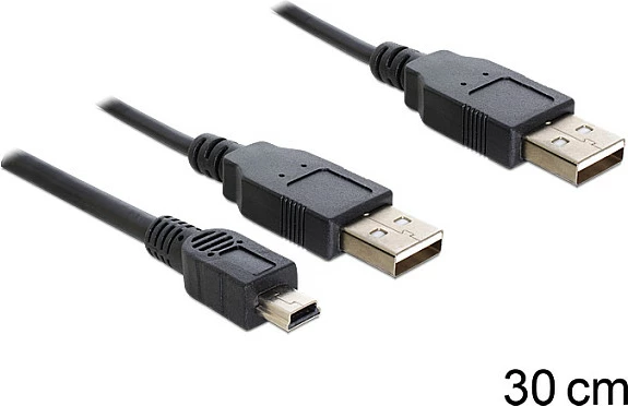 Kabllo USB DeLOCK, 2x USB-A në Micro-USB, 0.3 m, USB 2.0, e zezë