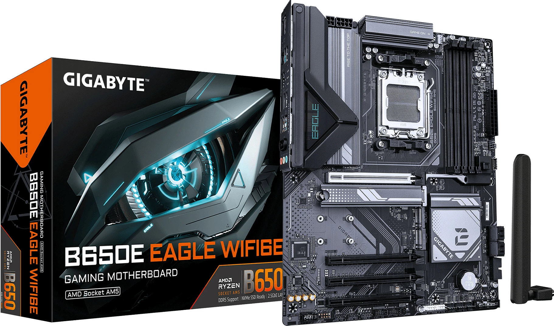 Pllakë amë Gigabyte B650E Eagle WiFi6E, Socket AM5, DDR5 deri 8200MHz OC, 2.5GbE, e zezë/gri