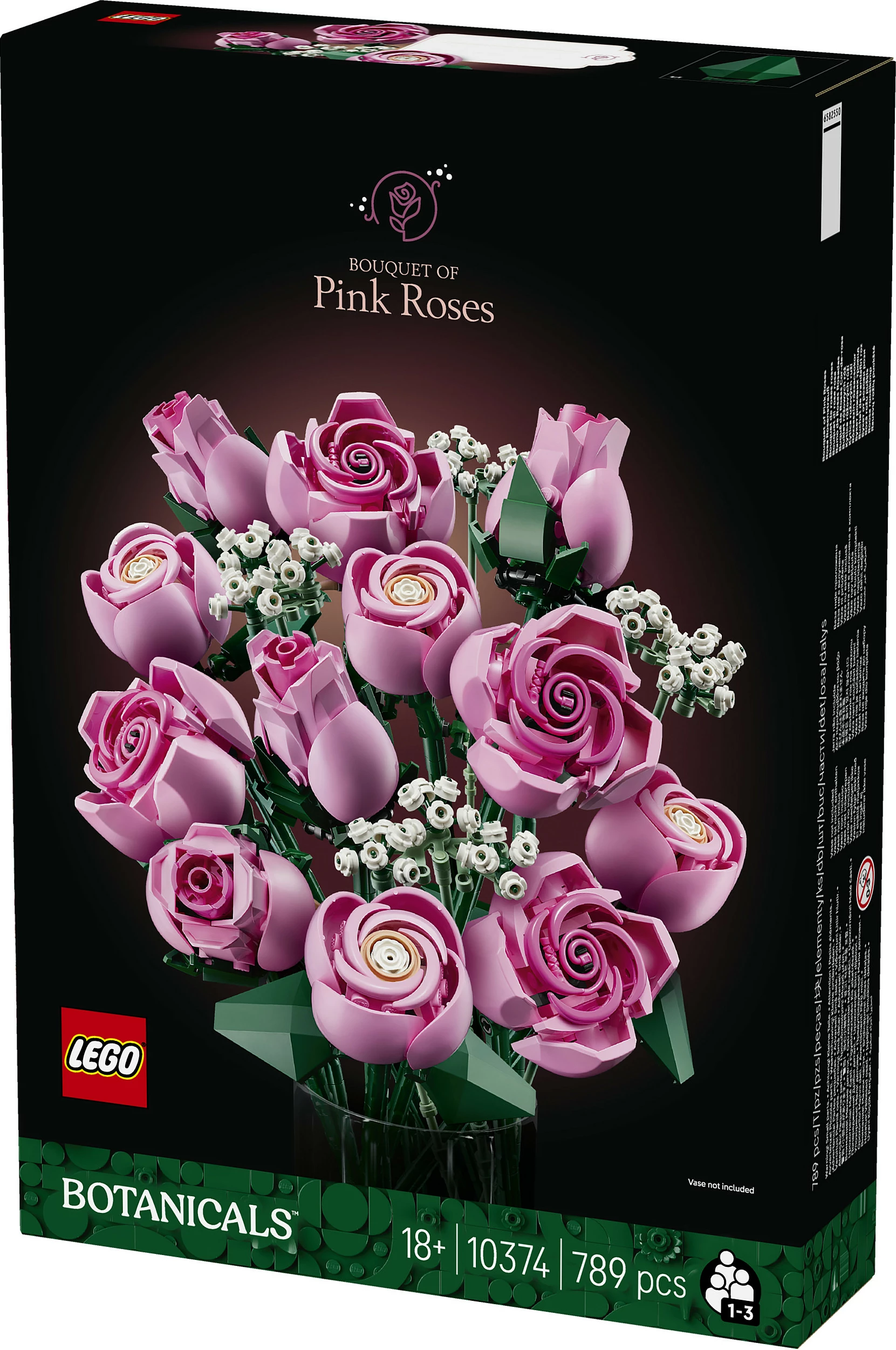 Set ndërtimi LEGO Botanicals 10374 Buqetë Trëndafilash Roze, 789 copë, 18+, multikolor