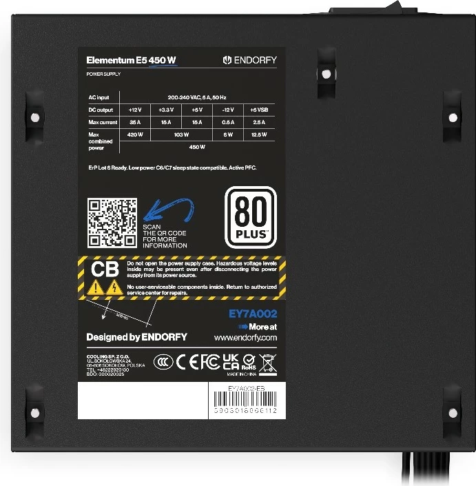 Kasë energjie Endorfy Elementum E5 450 W, e zezë