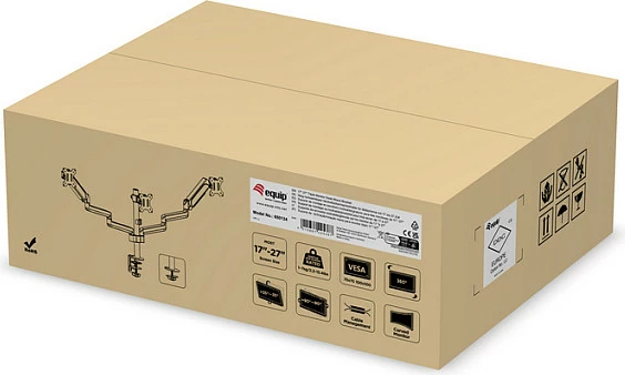Mbajtëse tre-monitorësh EQUIP 650134, 17"-27", VESA 75x75-100x100, clamp tavoline, e zezë