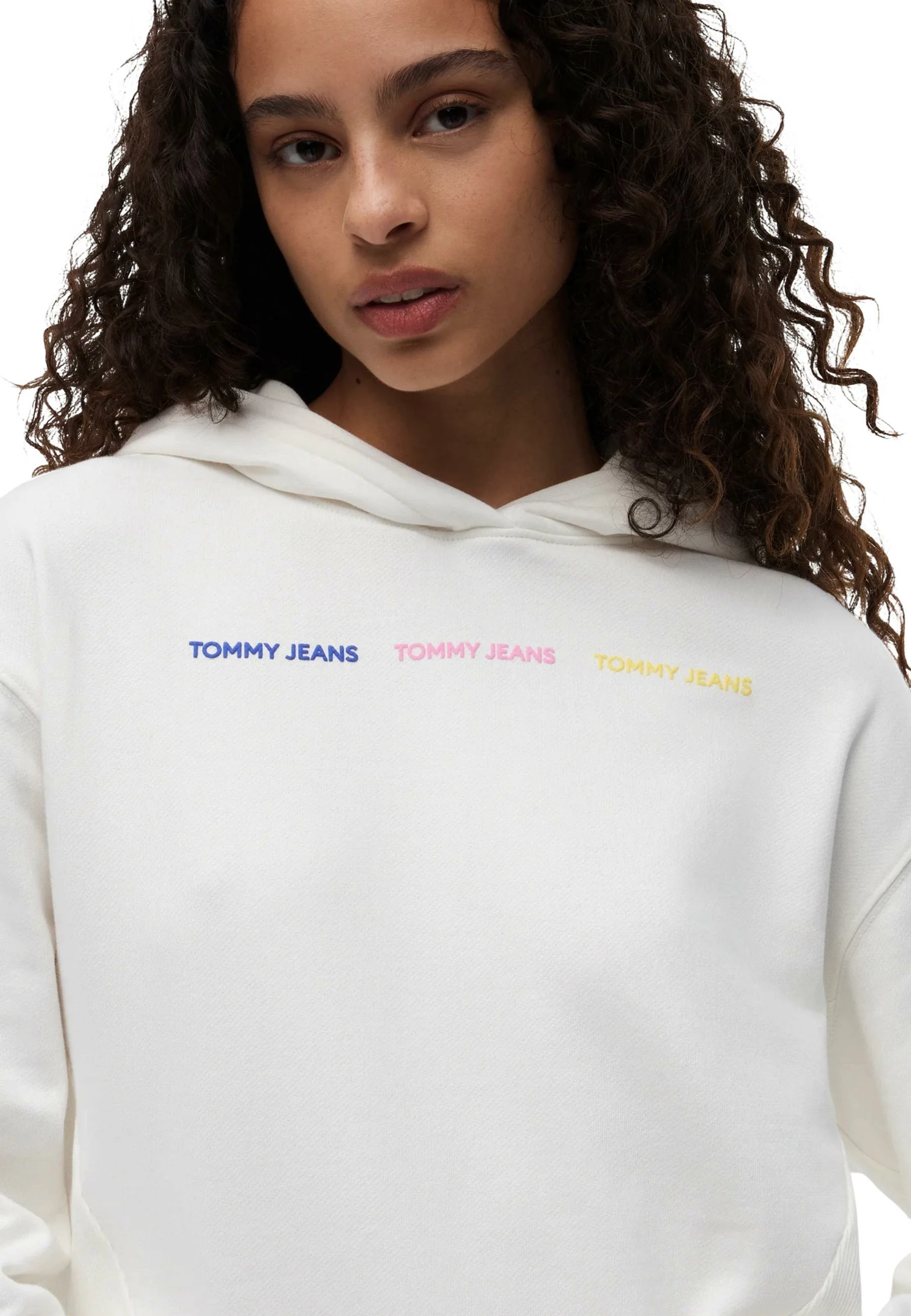 Duks me kapuç Tommy Hilfiger Jeans DW0DW22906 për femra, krem [Madhësia: S]