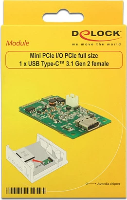 Modul Mini PCIe DeLOCK 95259, USB-C USB 3.2 deri 10 Gbit/s, full-height