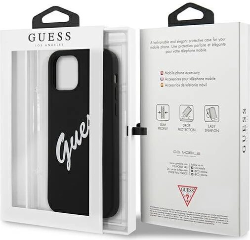 Mbështjellës Guess GUHCP12SLSVSBW për iPhone 12 mini 5.4", silikon, zi/bardhë